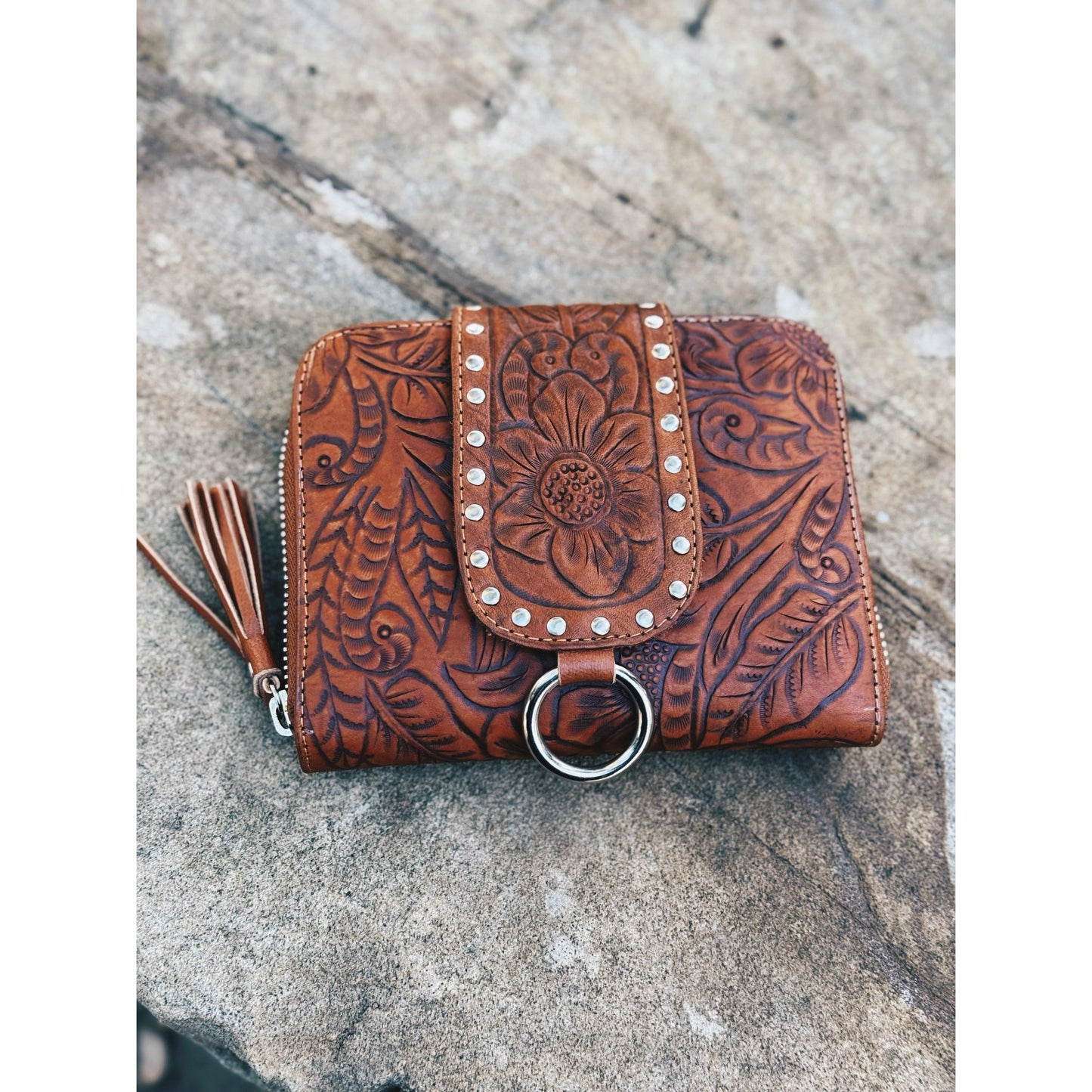 Cali carved tote bag and Cali Coin Wallet